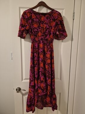 Floral Smocked Maxi Dress in Purple and Red